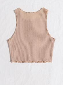 SHEIN EZwear Pola huruf bergaris tank top rajut - Aprikot - View 2