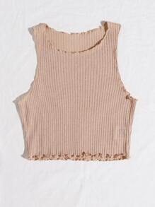 SHEIN EZwear Pola huruf bergaris tank top rajut - Aprikot - View 3