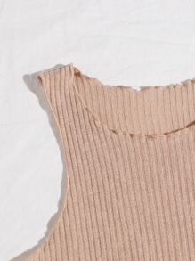 SHEIN EZwear Pola huruf bergaris tank top rajut - Aprikot - View 4