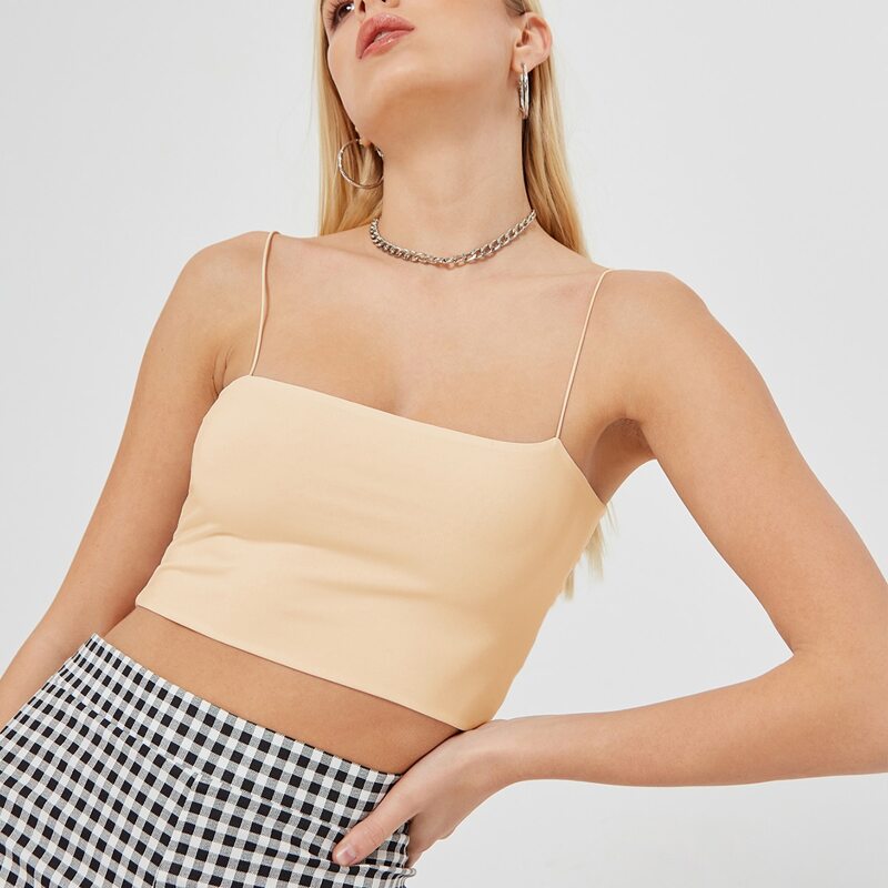 

Solid Crop Cami Top, Apricot