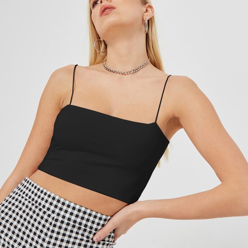 

Solid Crop Cami Top, Black