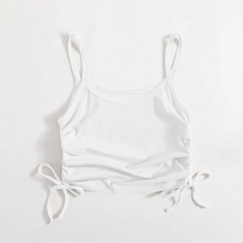 

Drawstring Side Cami Top, White