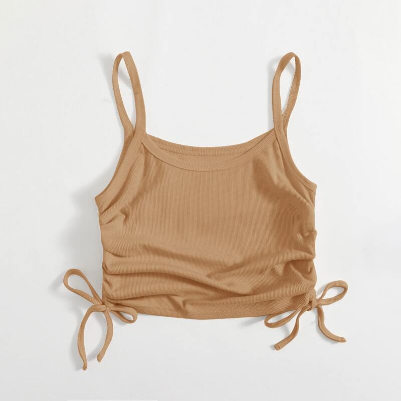 

Drawstring Side Cami Top, Brown