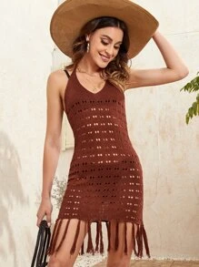 Franje zoom cover-up zonder bikini, voor zomer strandvakantie
