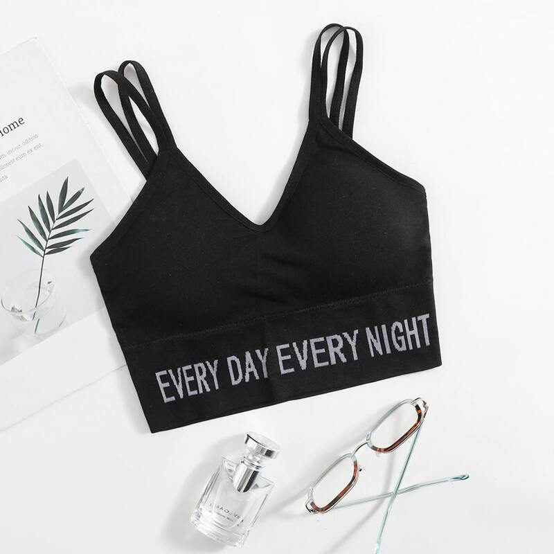 

Letter Graphic Bralette, Black