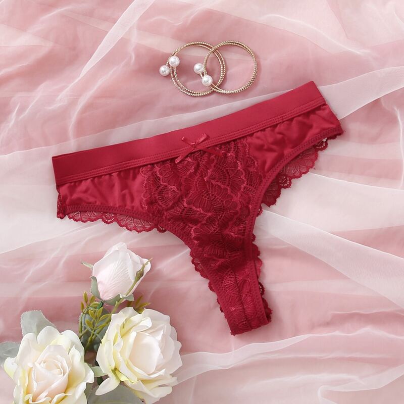 

Contrast Lace Panty, Red