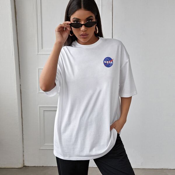 

Letter Graphic Drop Shoulder Tee, White