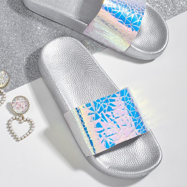 

Holographic Geometric Pattern Slides, Neon