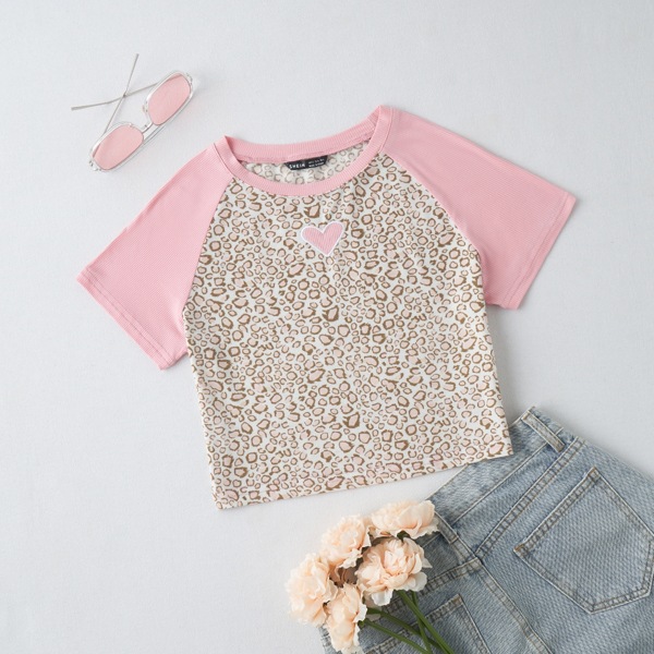 

Heart Embroidered Crop Tee, Multicolor
