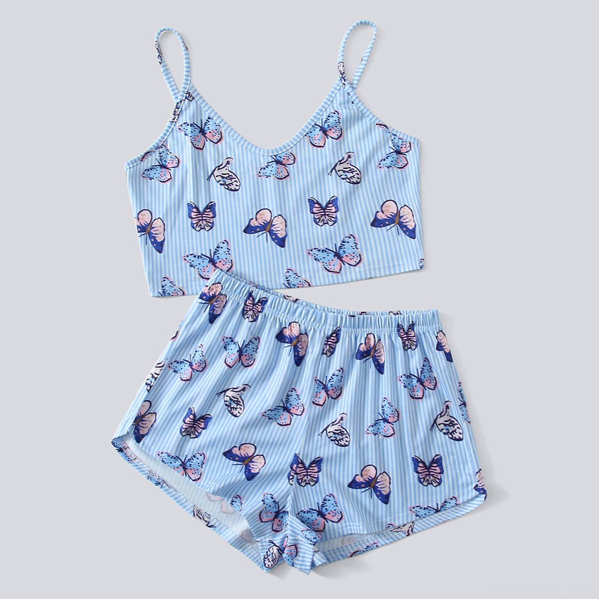 

Butterfly Print Cami & Shorts PJ Set, Multicolor