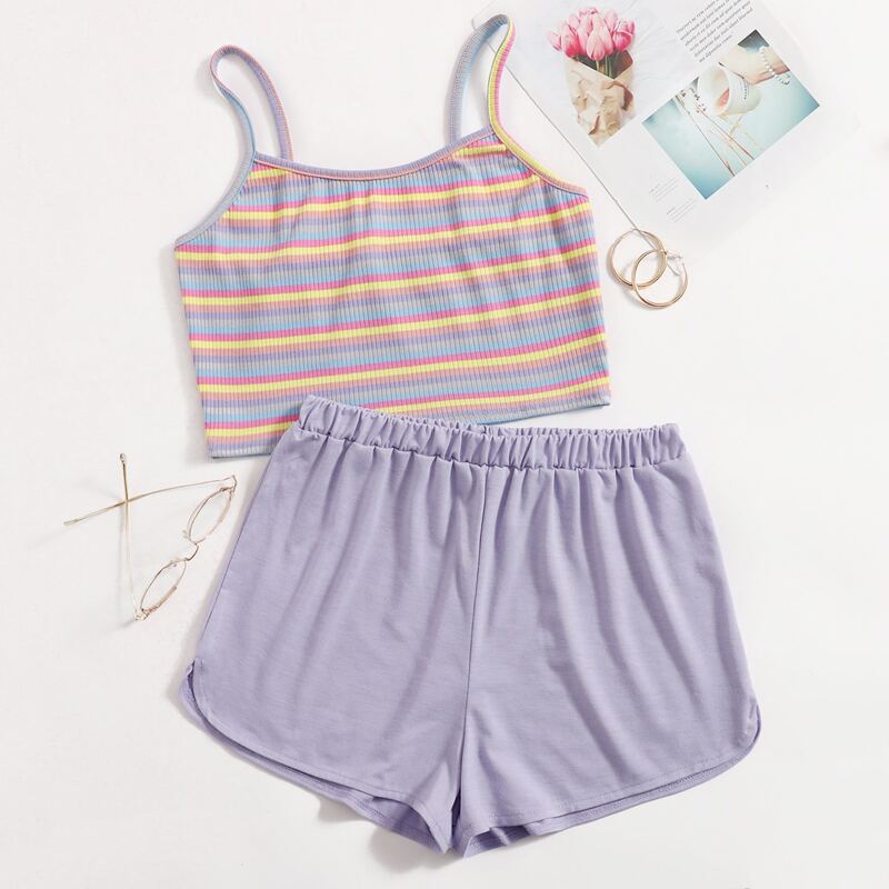 

Stripe Cami & Shorts PJ Set, Multicolor