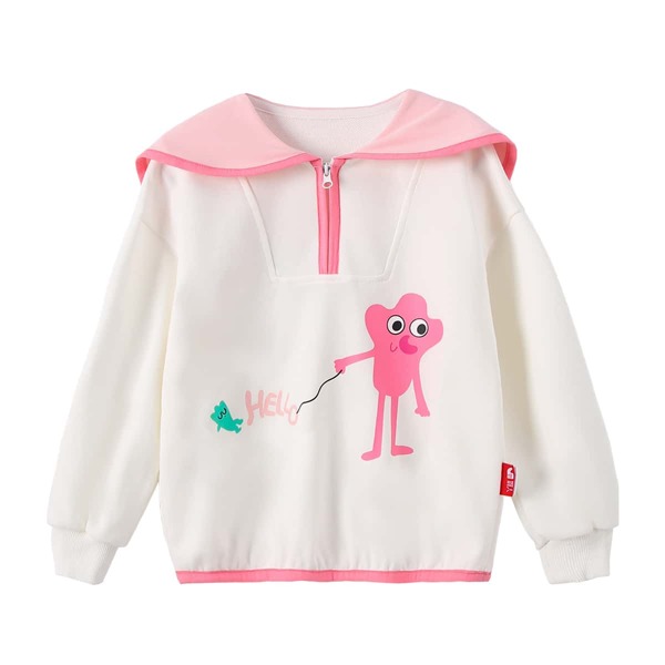 

Girls Cartoon & Letter Graphic Hoodie, White
