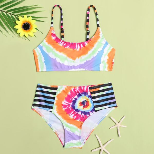 

Girls Tie Dye Bikini Swimsuit, Multicolor