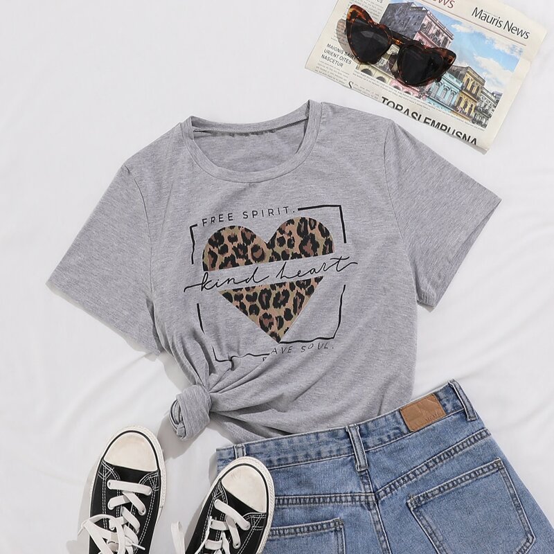 

Heart And Letter Graphic Tee, Grey