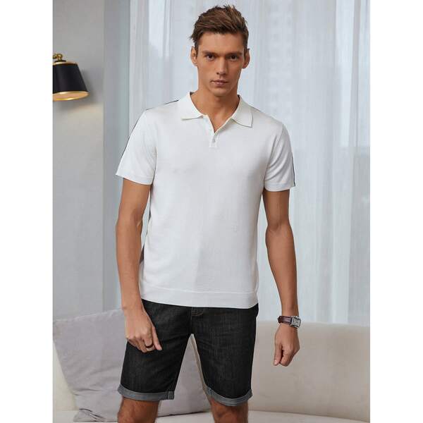 

Men Two Tone Knit Polo Shirt, Multicolor
