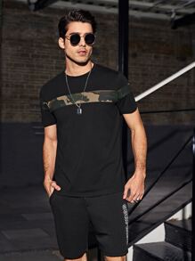 GENTILAND Men Cotton Camo Round Neck Tee - Black - View 4