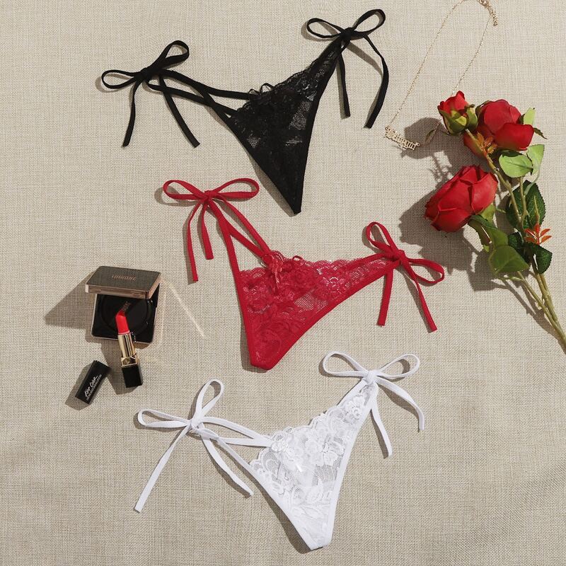 

3pack Tie Side Lace Panty Set, Multicolor
