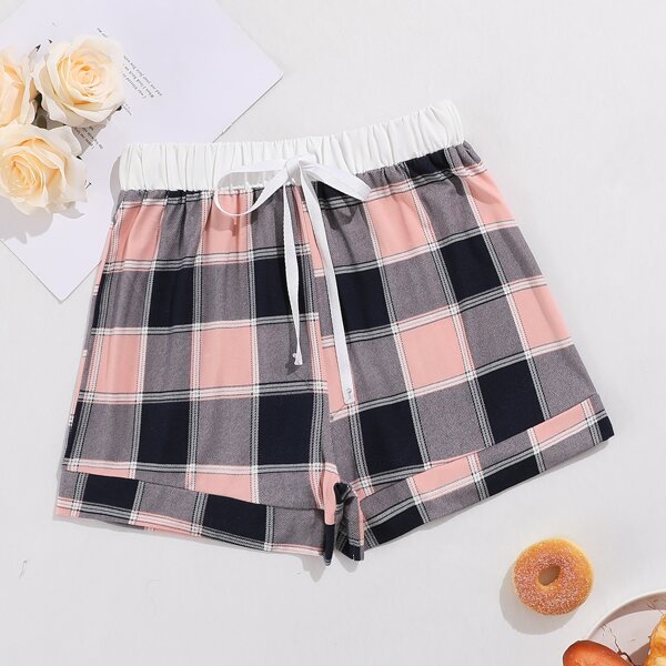 

Plaid Drawstring Waist Sleep Shorts, Multicolor