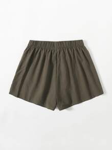 SHEIN 結飾腰前口袋短褲 - 軍綠色 - 查看 2