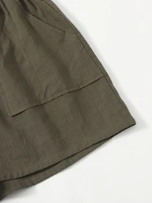 SHEIN 結飾腰前口袋短褲 - 軍綠色 - 查看 3