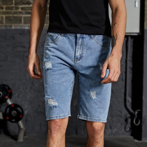 

Men Ripped Denim Shorts, Medium wash