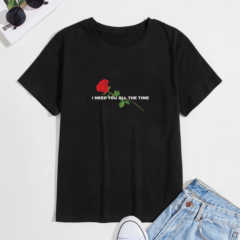 

Guys Letter Rose Graphic Tee, Black