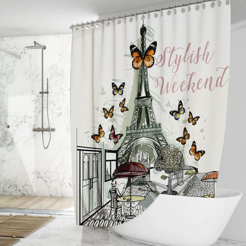 

Eiffel Tower Print Shower Curtain, Multicolor