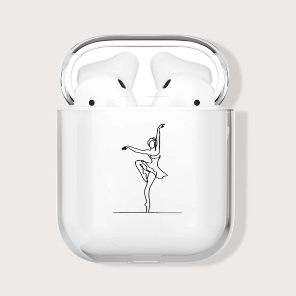 

Ballet Print Clear Airpods Case, Black