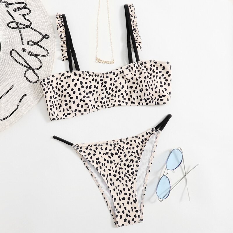

Dalmatian Frill Bikini Swimsuit, Multicolor