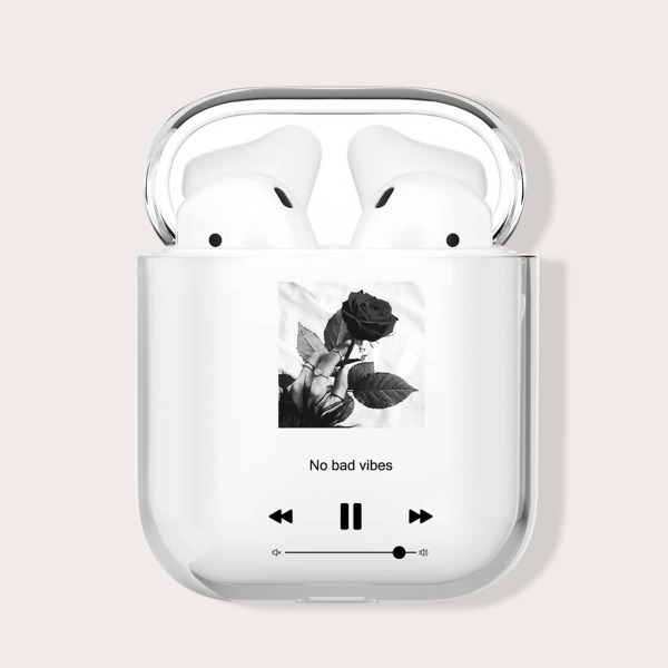 

Прозрачный чехол для Airpods с принтом роз