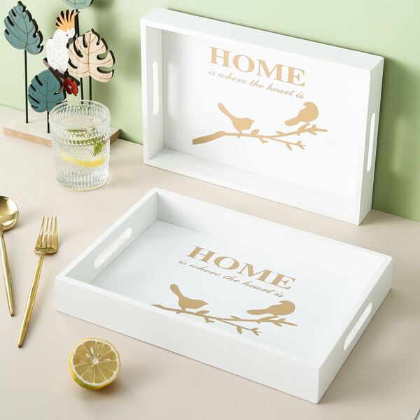 

1pc Letter Graphic Snack Tray, White