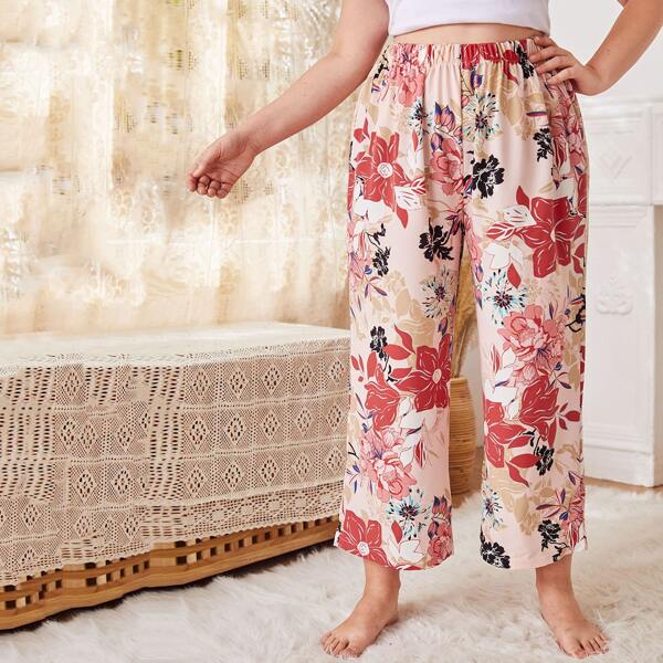 

Plus Floral Print Sleep Pants, Multicolor