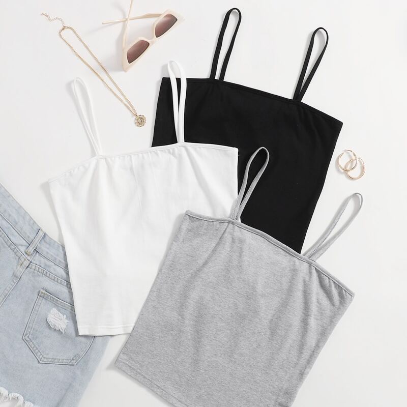 

3 Pack Solid Cami Top, Multicolor