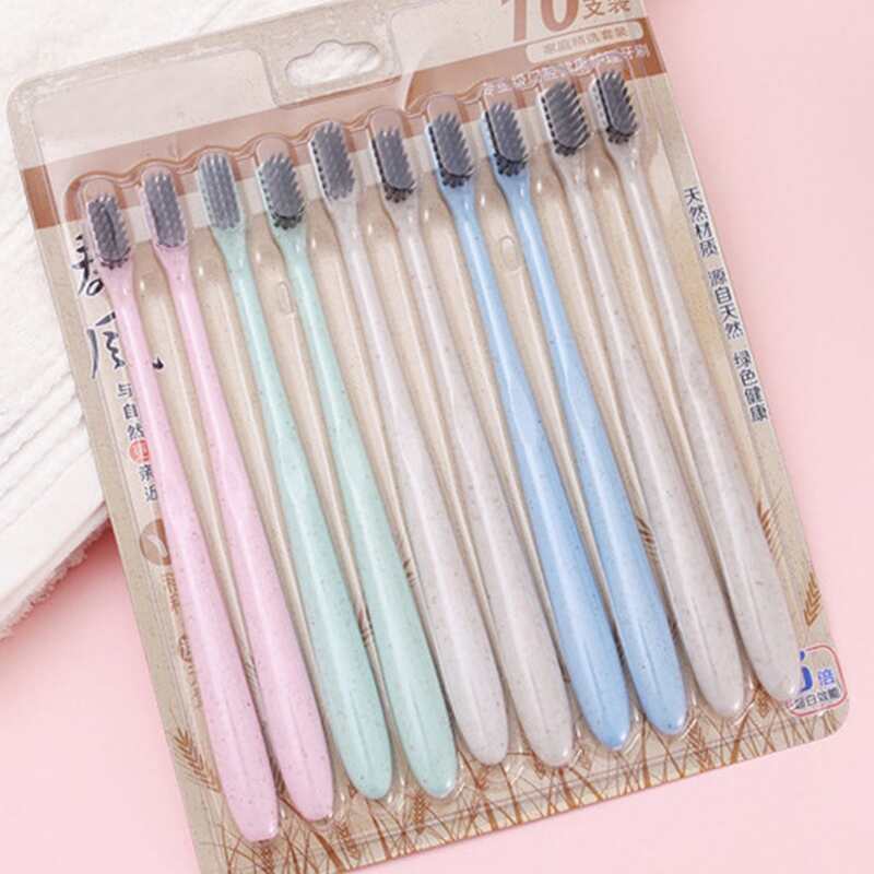 

10pcs Random Color Plastic Toothbrush, Multicolor