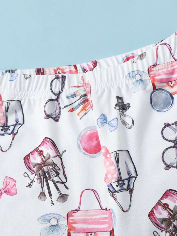 Tween Girl Bag & Letter Graphic Tee & Leggings Set