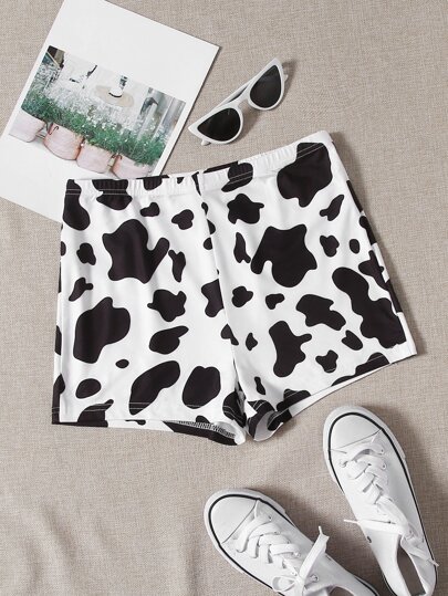 Our Cow Print Biker Shorts is such a vibe - ROMWE