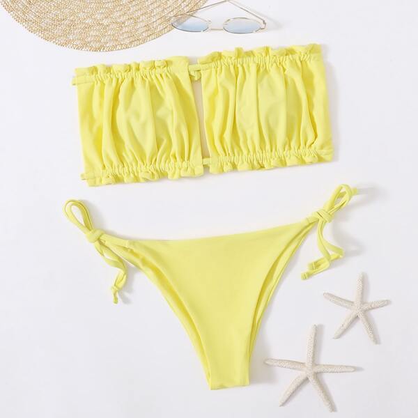 

Бикини со сборками, Жёлтые