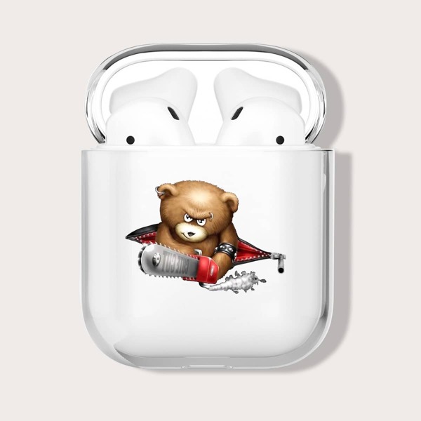 

Прозрачный чехол для Airpods с узором медведя