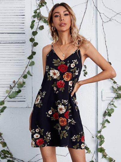 فستان كامي بطباعة زهر