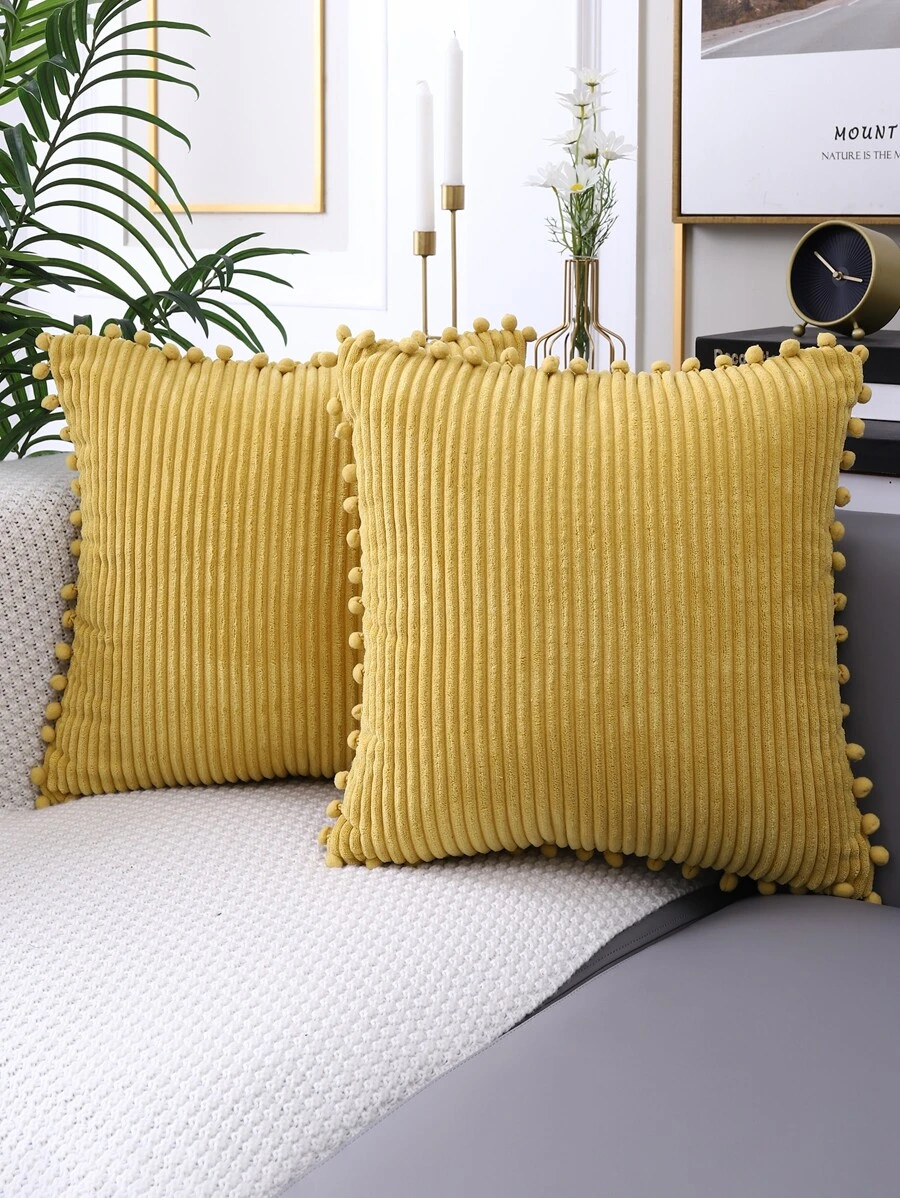 1pc Pom Pom Cushion Cover Without Filler