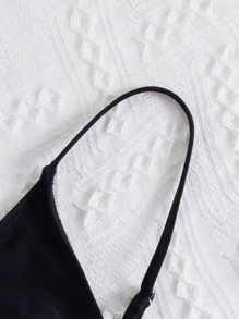 SHEIN Swim Solid Twist Front Bikini Top, For Summer Beach Vacation - Black - View 5