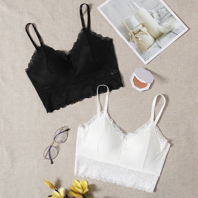 

2pack Lace Bralette Set, Black and white