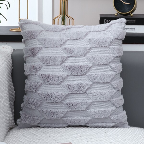 

Tufting Geometric Pattern Cushion Cover Without Filler, Grey