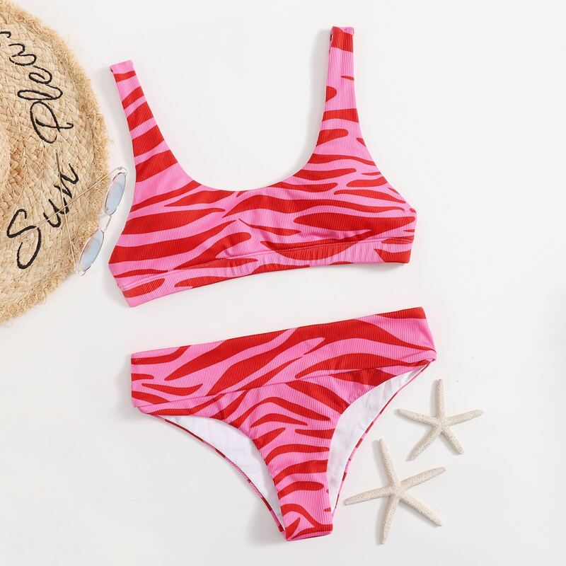 

Allover Print Tank Bikini Swimsuit, Multicolor