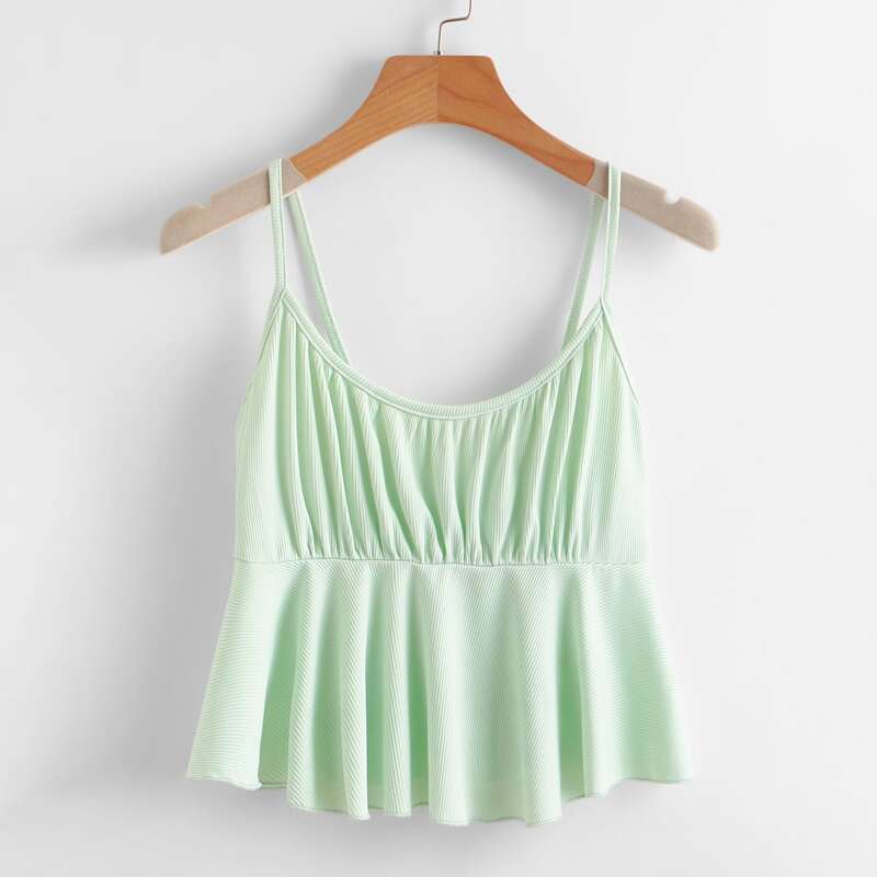 

Solid Peplum Cami Top, Mint green