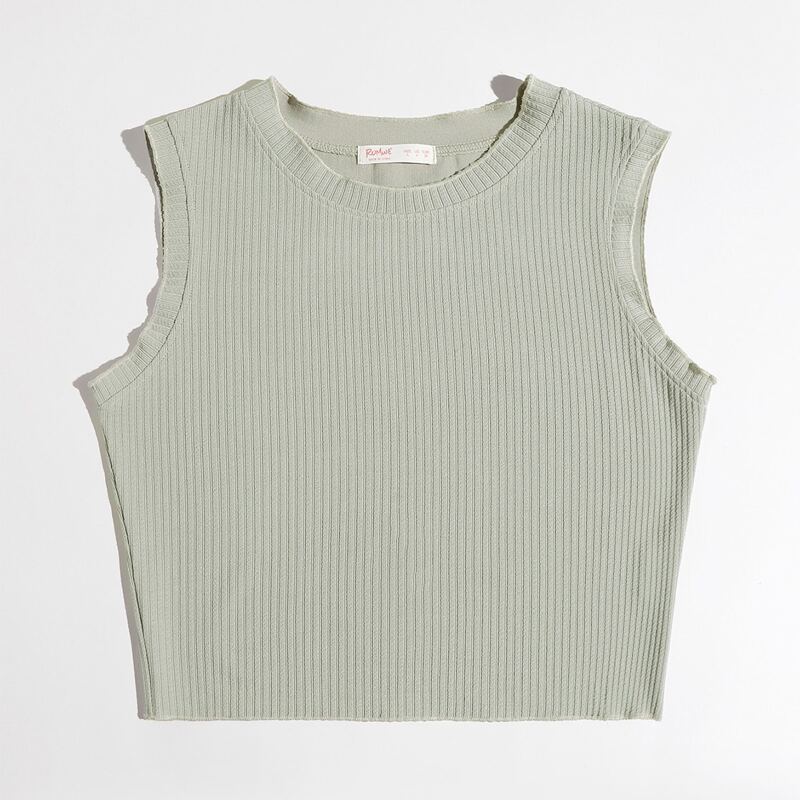 

Ribbed Crop Tank Top, Mint green