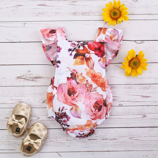 

Baby Girl Floral Print Ruffle Bodysuit, Multicolor