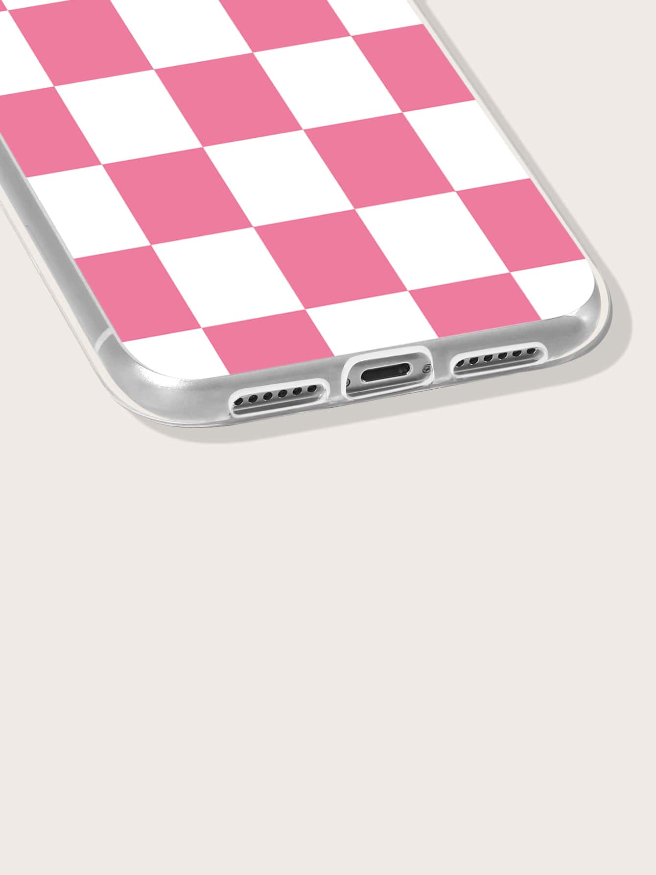 棋盤格圖案iPhone手機殼 - 粉色 - 查看 3