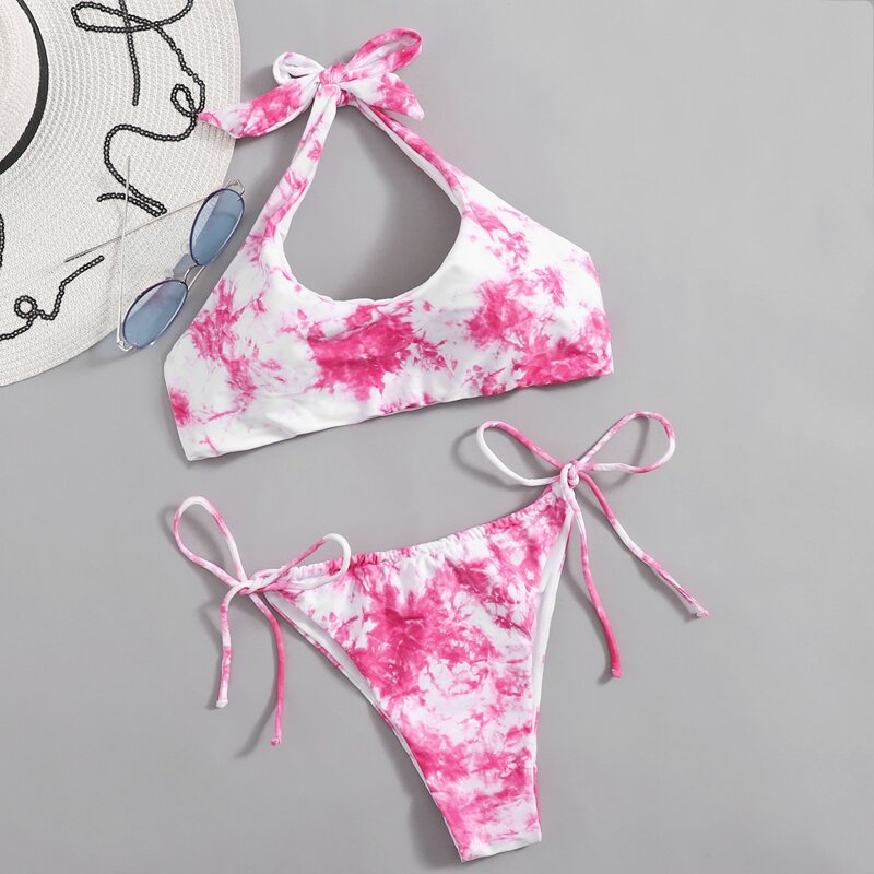

Tie Dye Halter Bikini Swimsuit, Multicolor