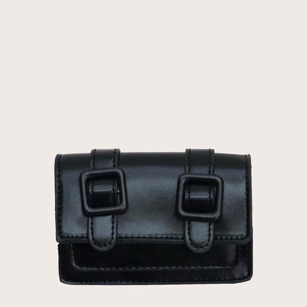 

Girls Stitch Trim Flap Crossbody Bag, Black